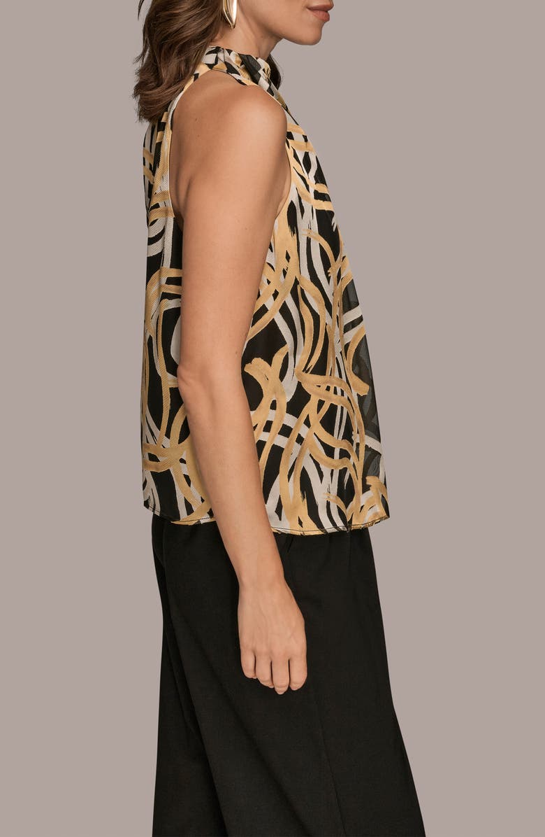 Donna Karan New York Cowl Neck Sleeveless Shirt, Alternate, color, Black/ Fawn