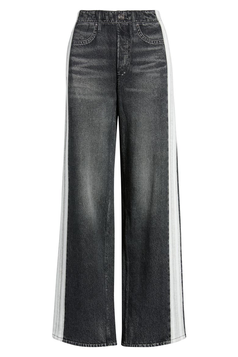 rb Miramar Side Stripe Wide Leg Cotton Terry Sweatpant Jeans, Alternate, color, SPORT WHITE/ BLACK