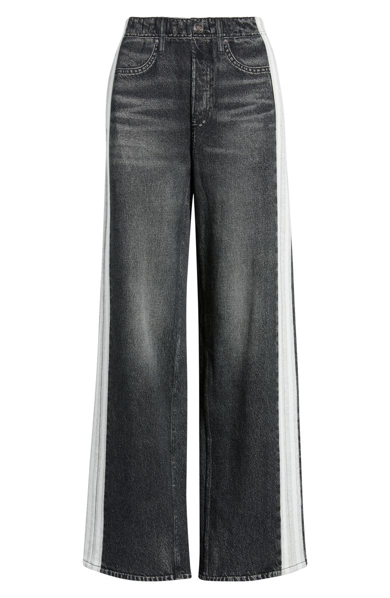 rag & bone Miramar Side Stripe Wide Leg Cotton Terry Sweatpant Jeans, Alternate, color, Sport White/ Black