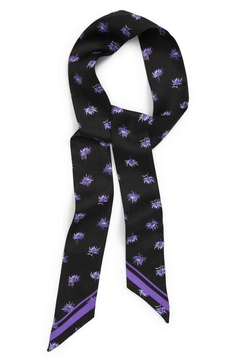 Givenchy 4G Floral Silk Twilly Scarf, Alternate, color,