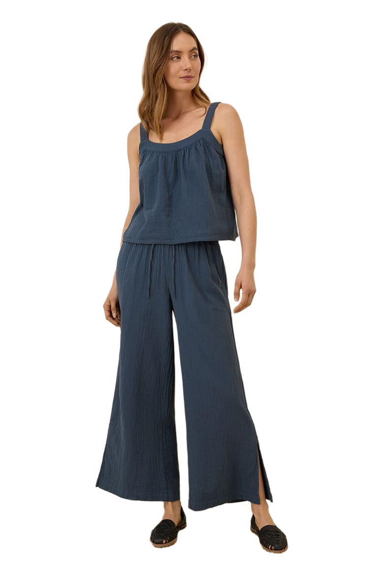 Organic Cotton Double Gauze Square Neck Cami, Main, color, French Navy