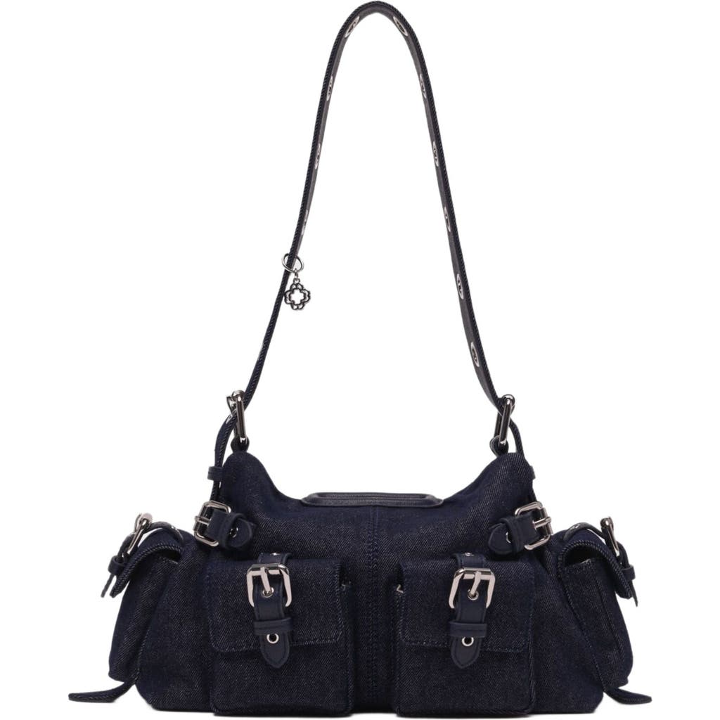 Maje Miss M Pockets Denim Bag In Blue