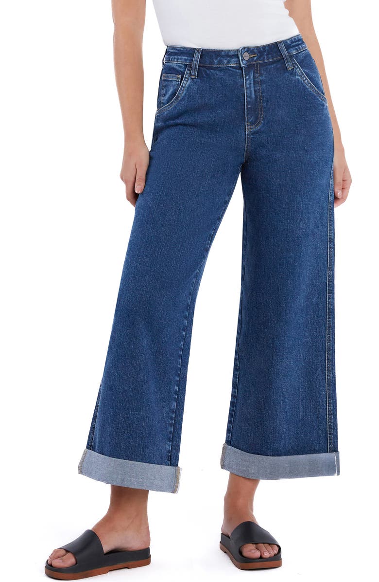 HINT OF BLU Luna High Waist Wide Leg Jeans, Main, color, Unity Blue