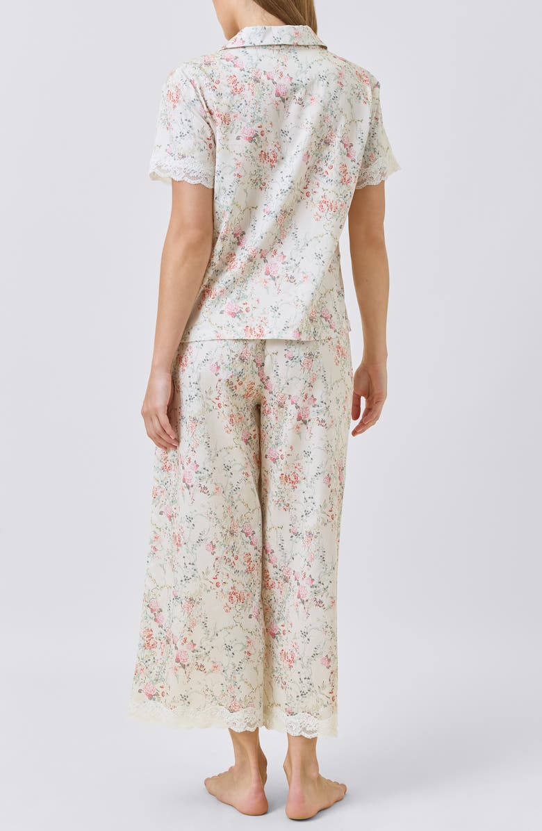 Papinelle Yolly Floral Lace Cotton Sateen Pajamas, Alternate, color, Ecru