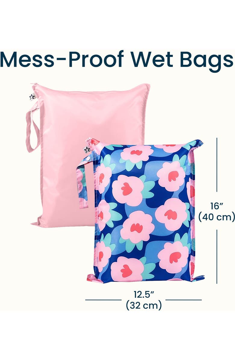 Tiny Twinkle Mess-Proof Waterproof Washable Baby/Toddler Wet Bags - Solids, Alternate, color, Blue Floral