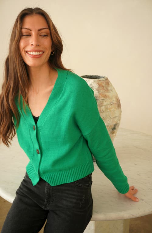 Paneros Clothing Diana Cropped Cardigan In Emerald Green
