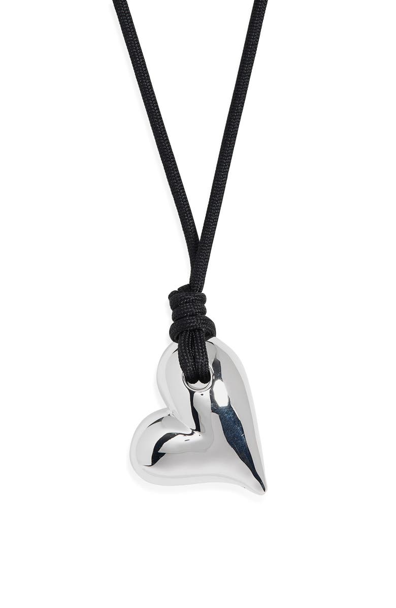 Jenny Bird Art Heart on a String Necklace, Main, color, High Polish Silver