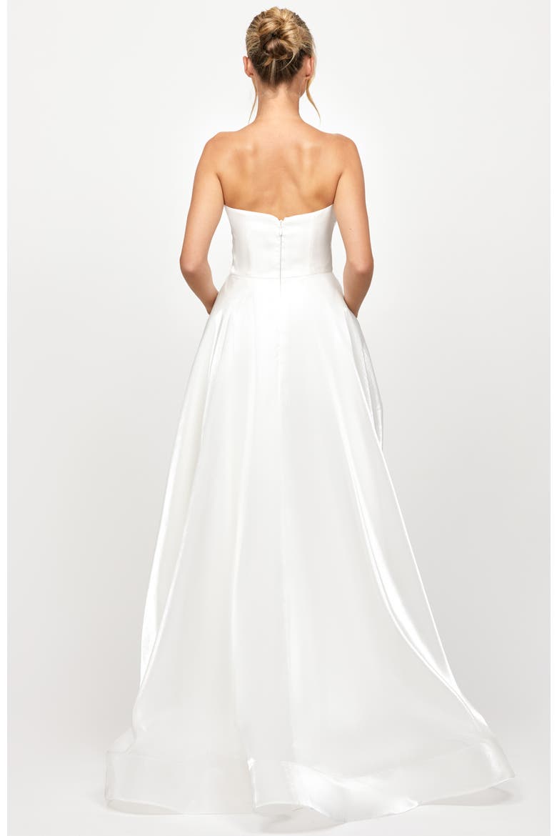 Faiy Asymertric Hi Low Gown, Alternate, color, WHITE