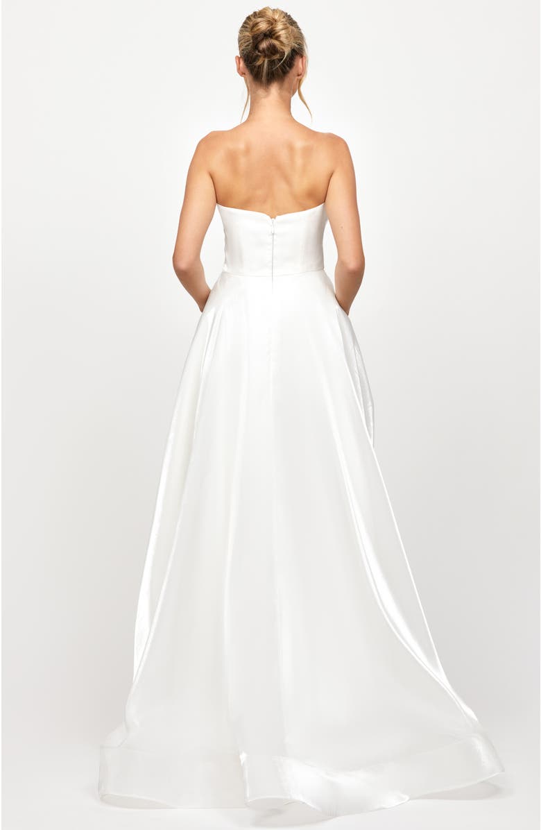 Bariano Faiy Asymertric Hi Low Gown, Alternate, color, White