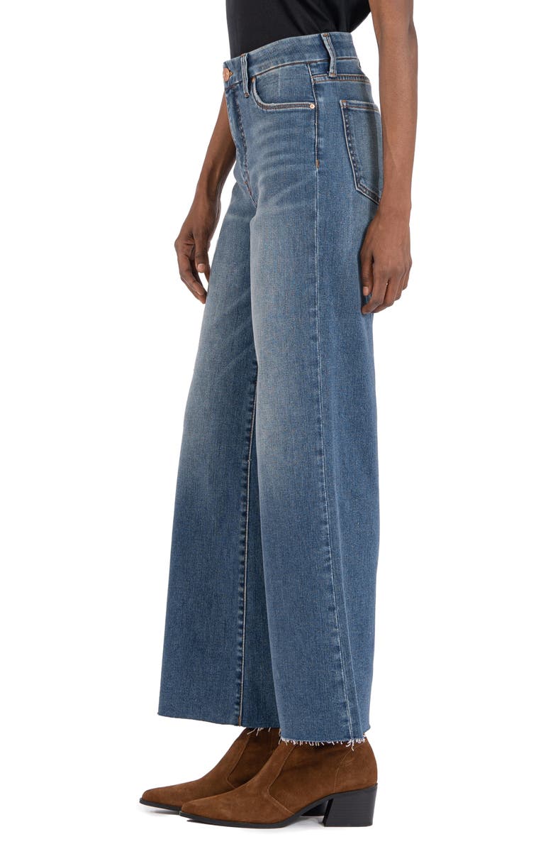 KUT from the Kloth Meg Fab Ab High Waist Raw Hem Ankle Wide Leg Jeans, Alternate, color, Milestone
