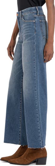 Meg Fab Ab High Waist Raw Hem Ankle Wide Leg Jeans