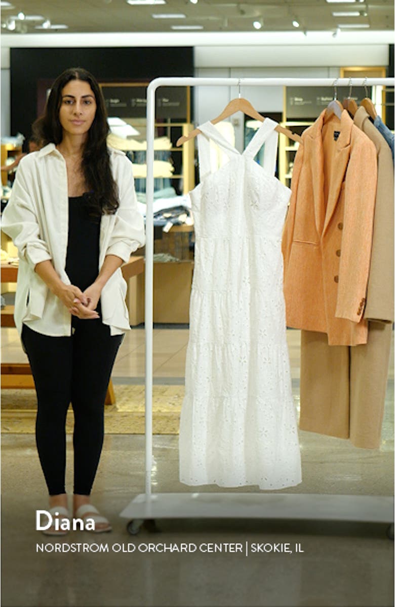 Jenette Eyelet Embroidered Halter Sundress, sales video thumbnail