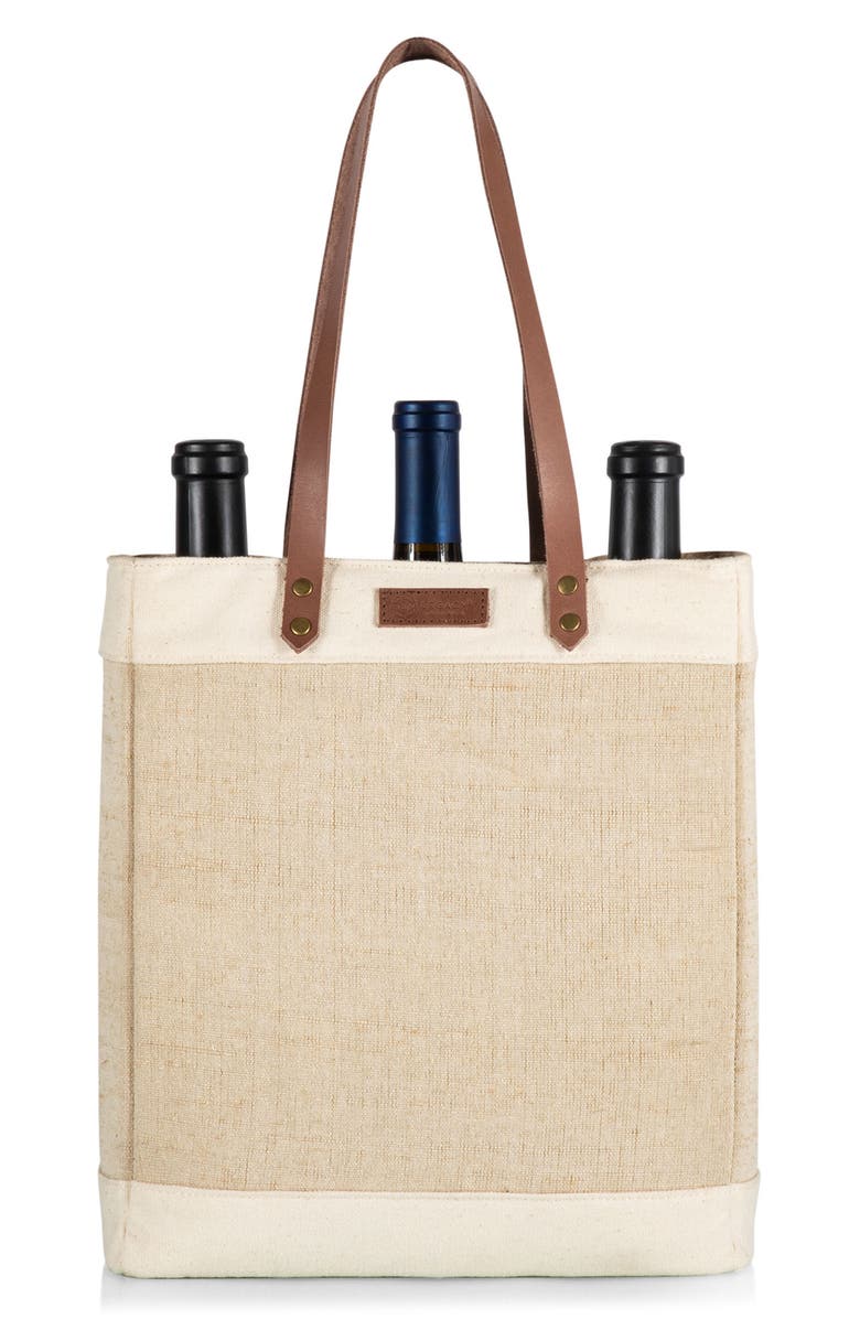 Picnic Time Pinot 3 Bottle Wine Bag, Alternate, color, Beige