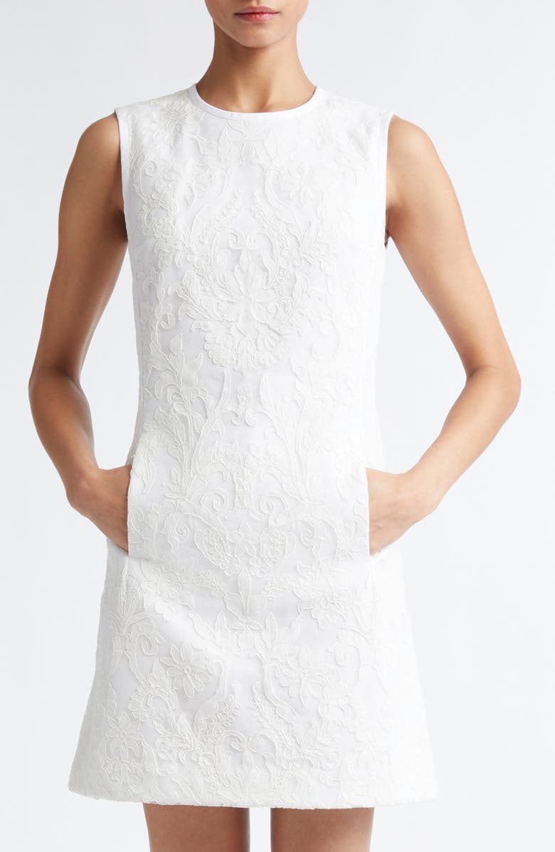 Giambattista Valli Floral Lace Shift Minidress, Alternate, color, White