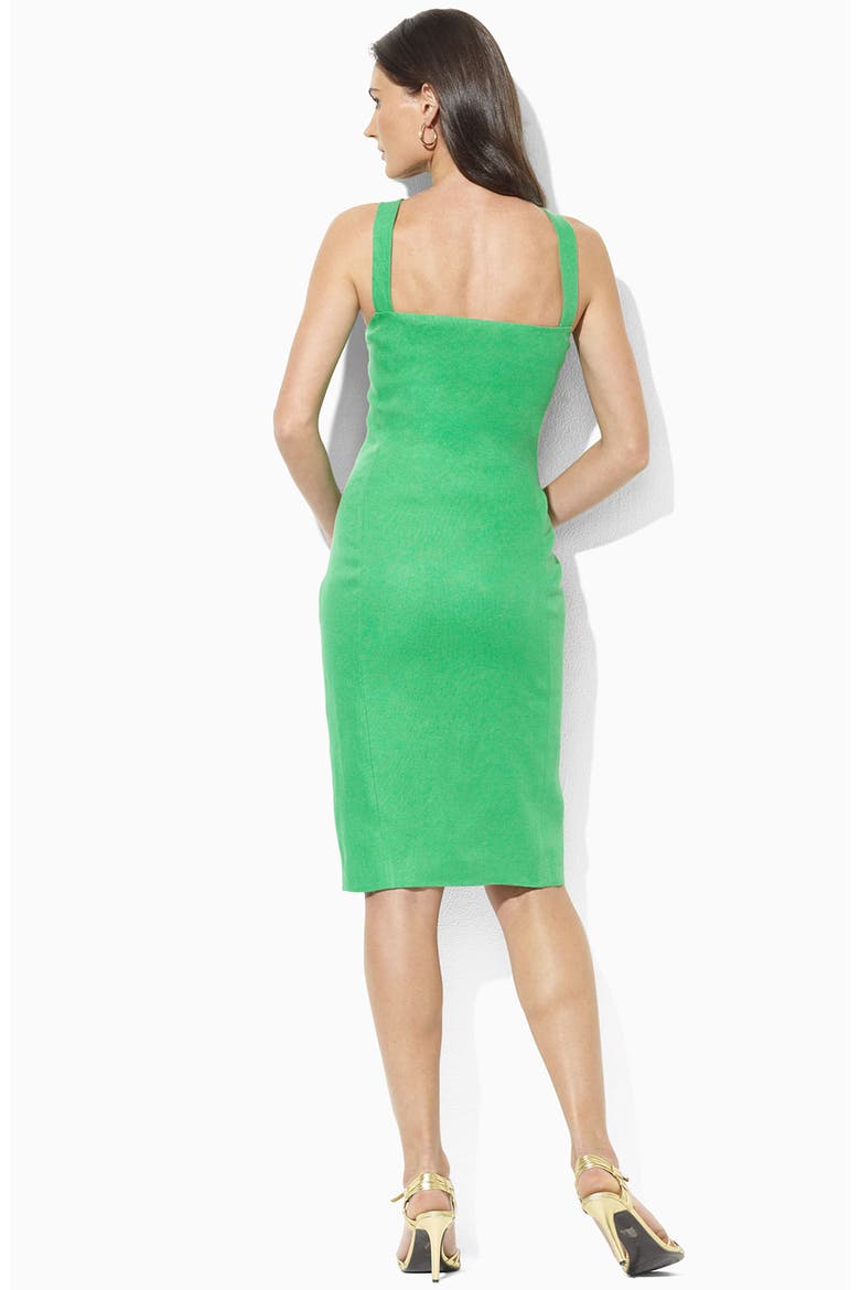 Lauren by Ralph Lauren Sleeveless Linen Sheath Dress, Alternate, color, BRIGHT FAIRWAY GREEN