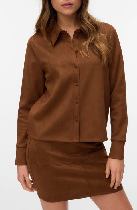 Kreta Faux Suede Button-Up Shirt