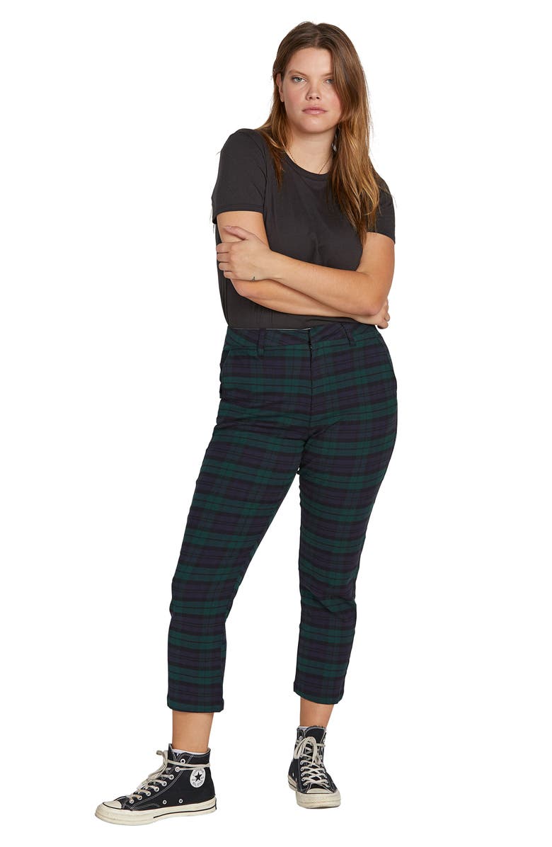 Volcom Frochickie High Waist Plaid Pants, Alternate, color, 