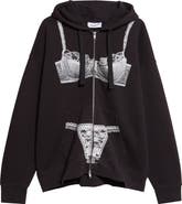 Vaquera Trompe l'Oeil Lingerie Oversize Full Zip Hoodie