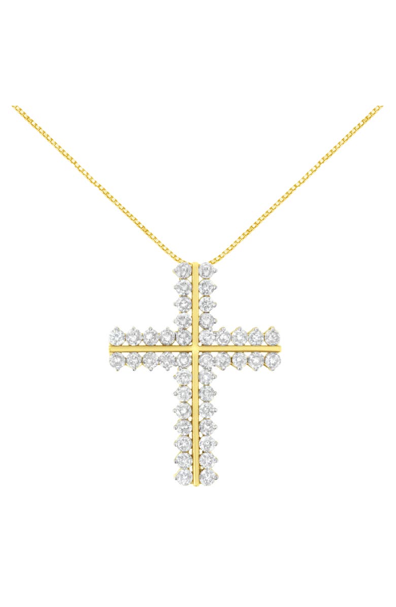 Haus of Brilliance 10K Yellow Gold 4.0 Cttw Diamond Two Row Cross 18" Pendant Necklace, Main, color, Yellow