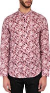 Brooklyn Brigade Poplar Cherry Blossom Mandarin Collar Long Sleeve Linen & Cotton Shirt