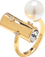 EYE CANDY LOS ANGELES Rona Faux Pearl & Crystal Statement Ring