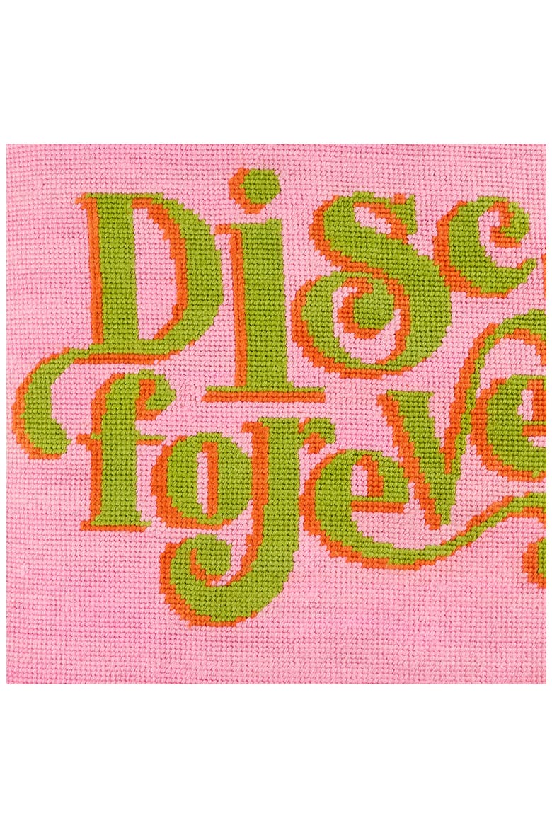 Disco Forever Needlepoint Pillow, Alternate, color, Pink