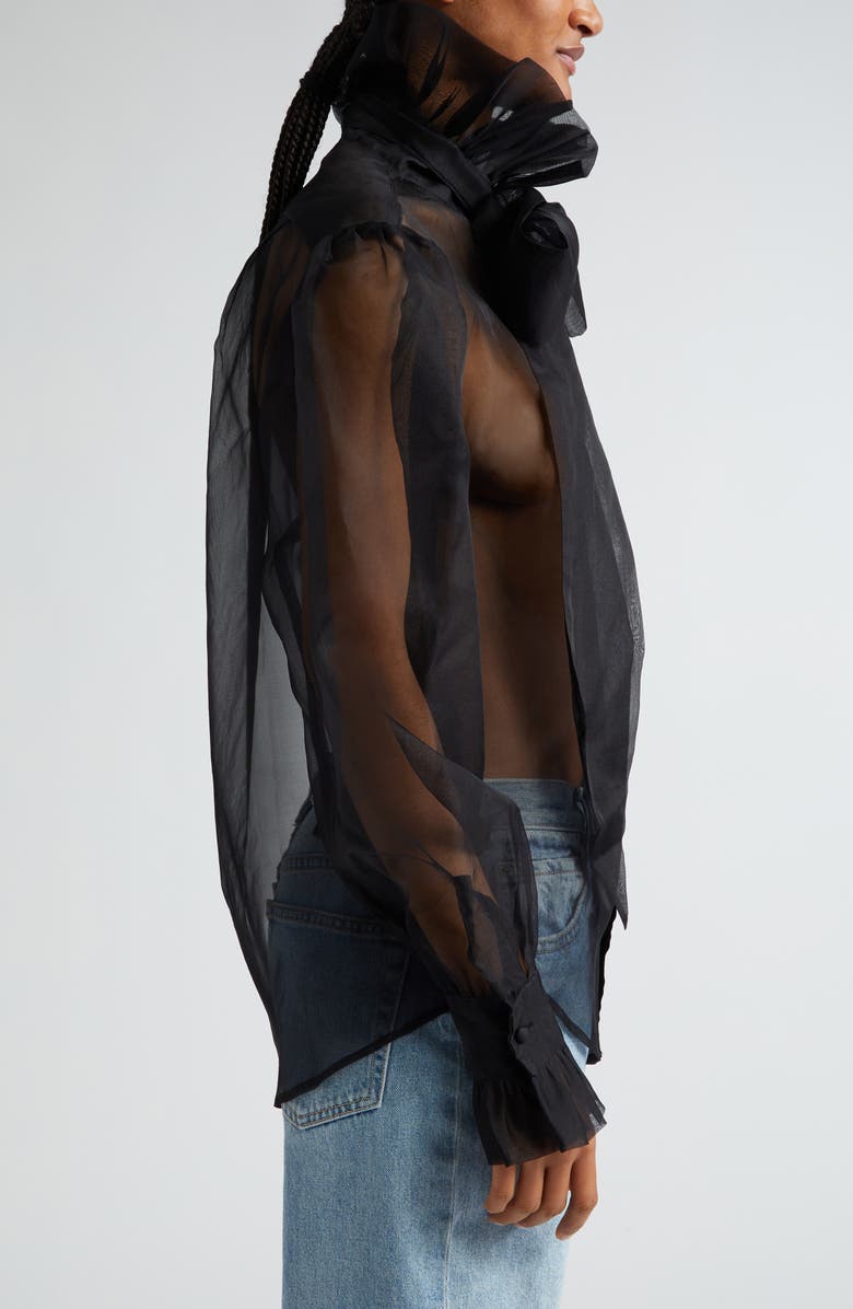 Tanner Fletcher Gender Inclusive Simone Pussy Bow Organza Shirt, Alternate, color, 
