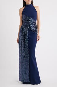 Chiara Boni La Petite Robe Virgo Sequin Drape Mermaid Gown