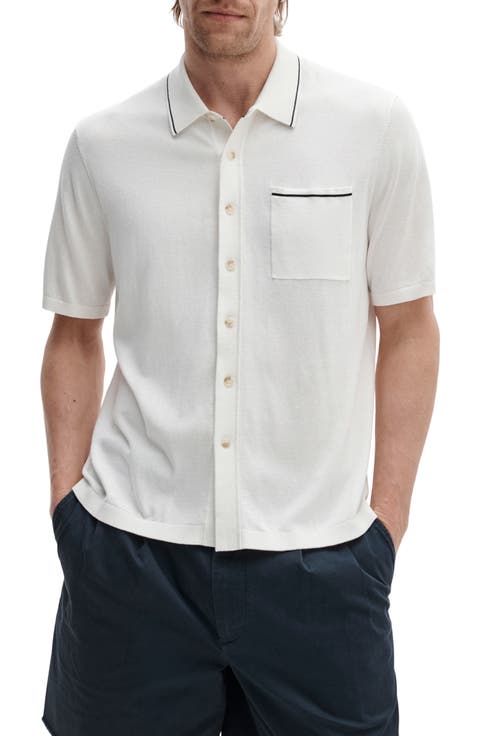 Conrad Silk & Cotton Dalton Knit Button-Up