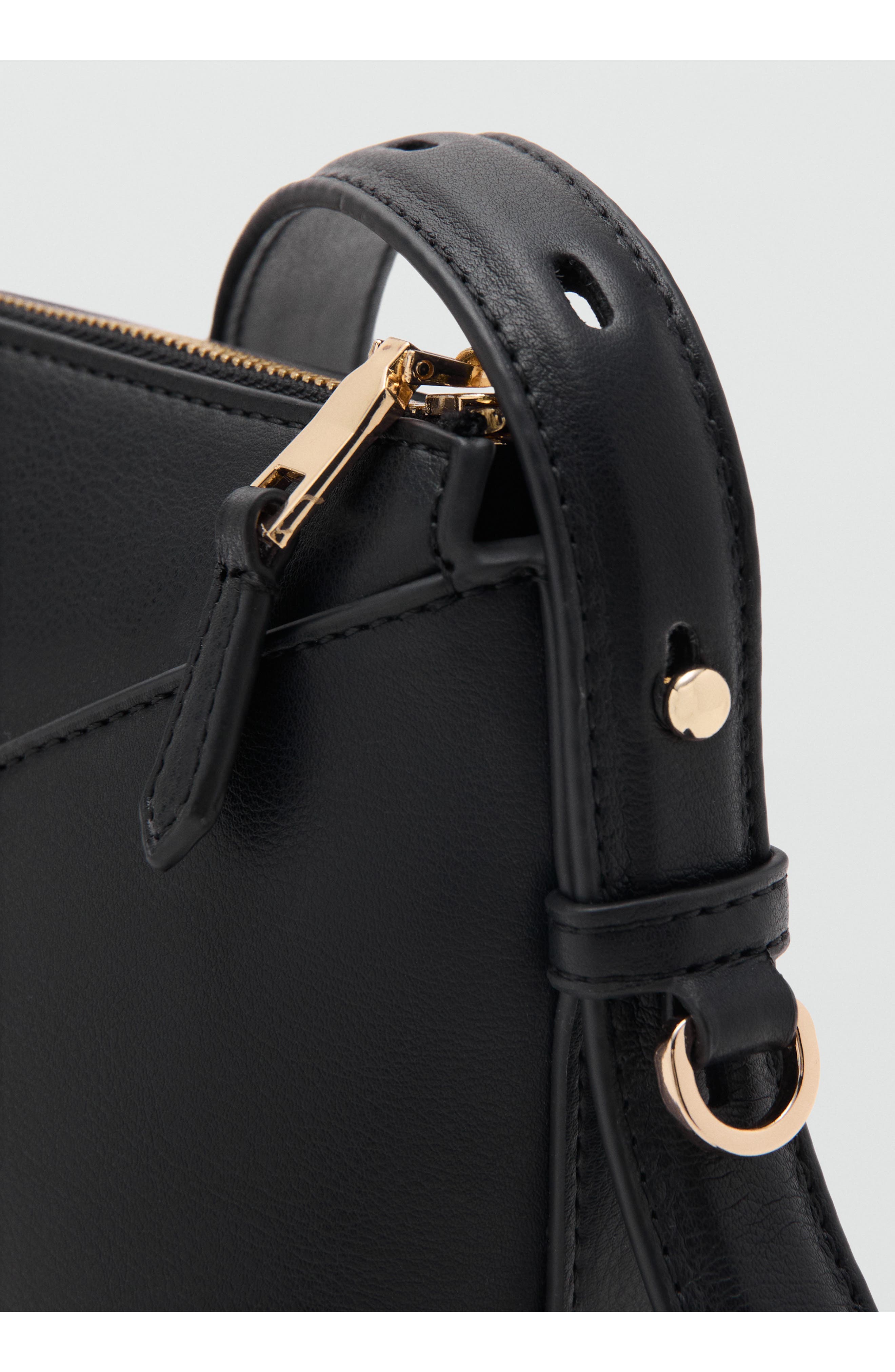 MANGO Faux Leather Crossbody Bag, Alternate, color, Black