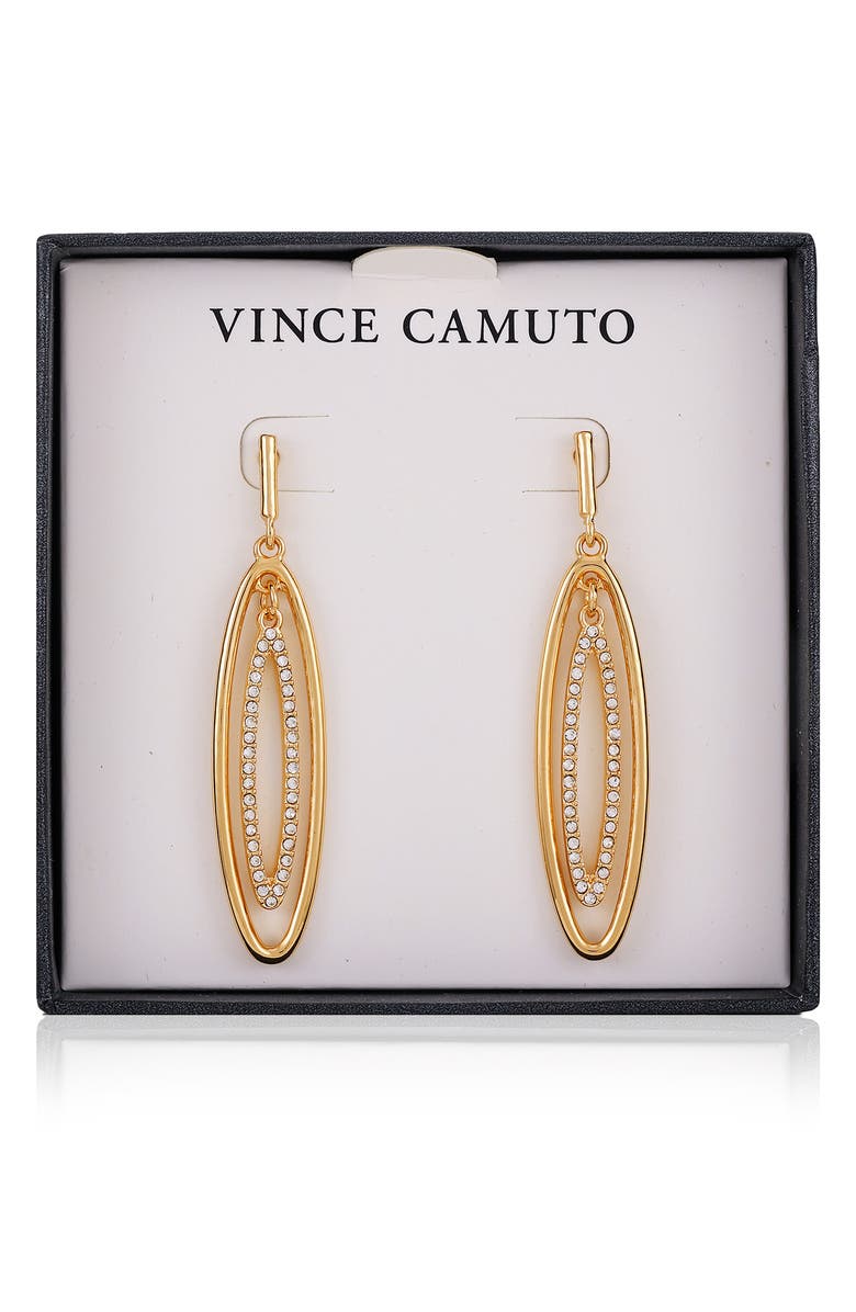 Vince Camuto Crystal Linear Drop Earrings, Alternate, color, Gold Tone