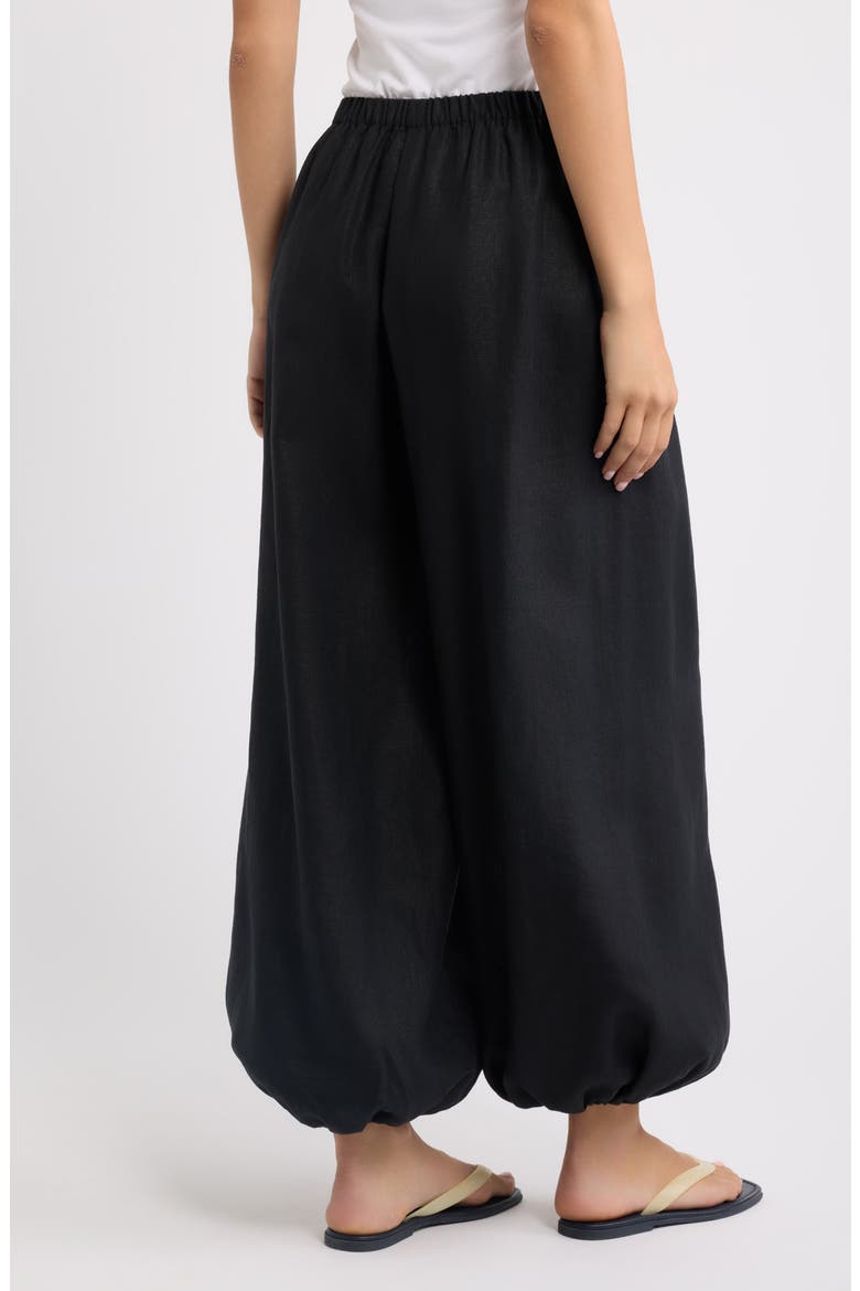 Kortez Balloon Linen Pants, Alternate, color, BLACK