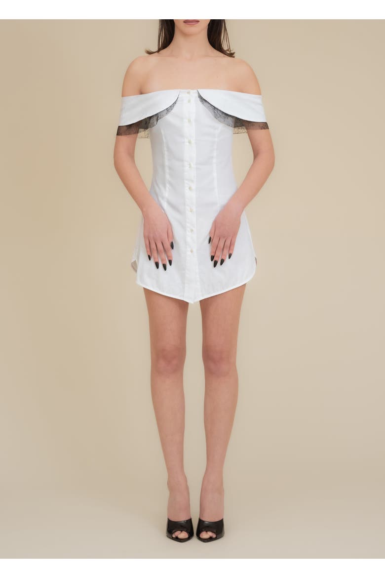 Peter Lace-Trim Poplin Dress, Alternate, color, White