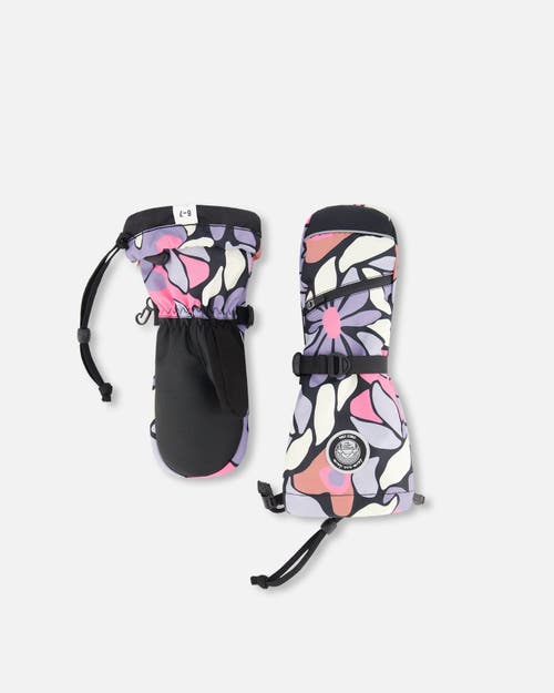 Deux Par Deux Winter Mittens Teknik Retro Flower In Black