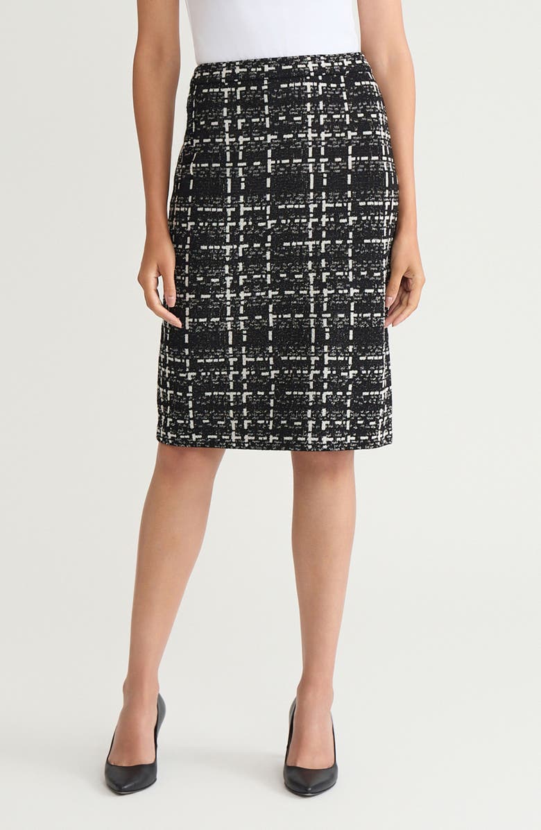 Ming Wang x Tanya Foster Check Jacquard Skirt, Main, color, Black/ Ivory