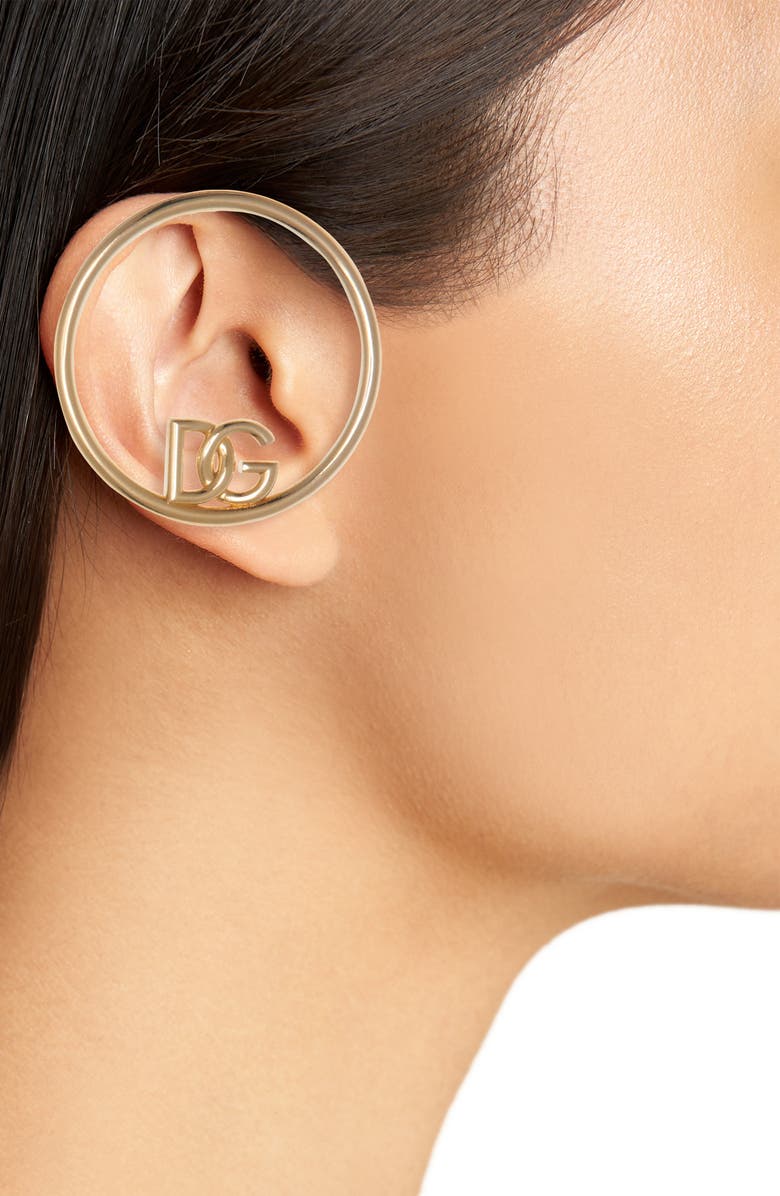 Dolce&Gabbana DG Logo Over the Ear Hoop Earrings, Alternate, color, 