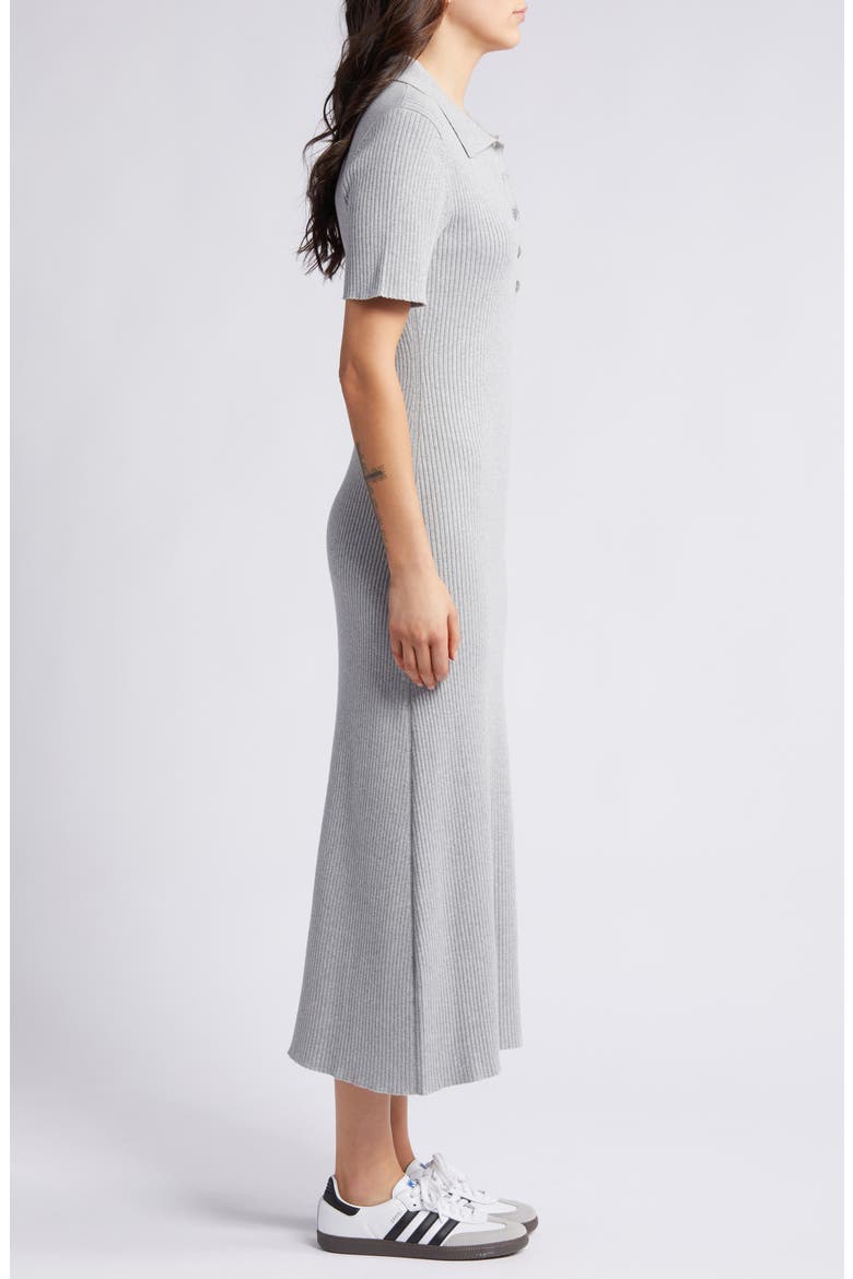 Polo Rib Cotton Blend Sweater Dress, Alternate, color, GREY HEATHER