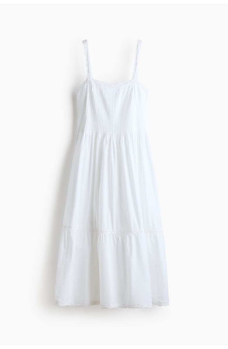 H&M Lace-trimmed Flared-skirt Dress, Alternate, color, White