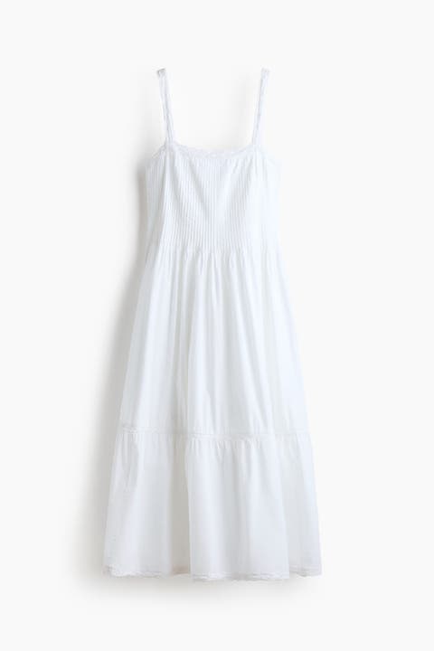 Lace-trimmed Flared-skirt Dress