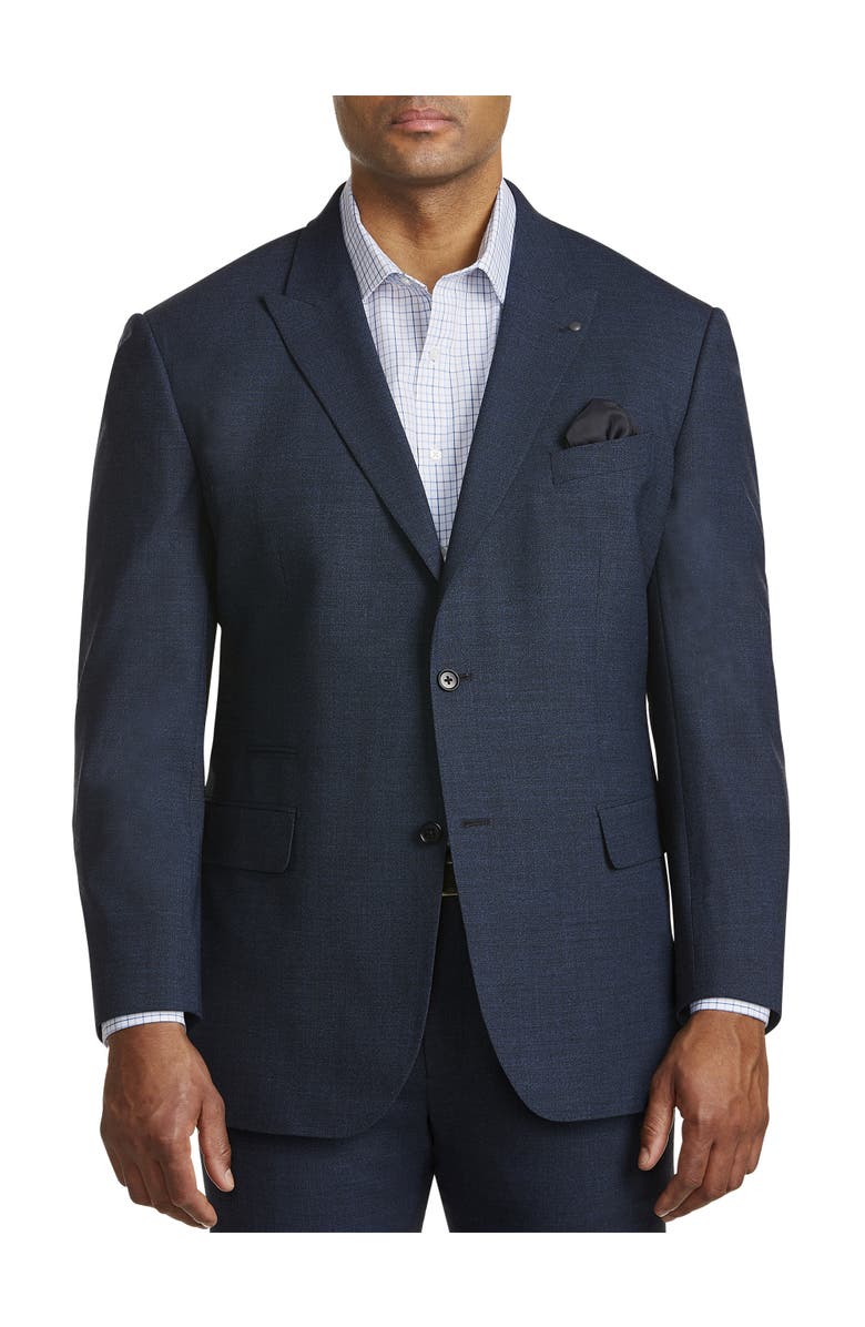Synrgy by DXL Jacket-Relaxer Performance Mélange Suit Jacket, Main, color, Blue