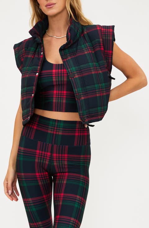 Canyon Plaid Crop Puffer Vest
