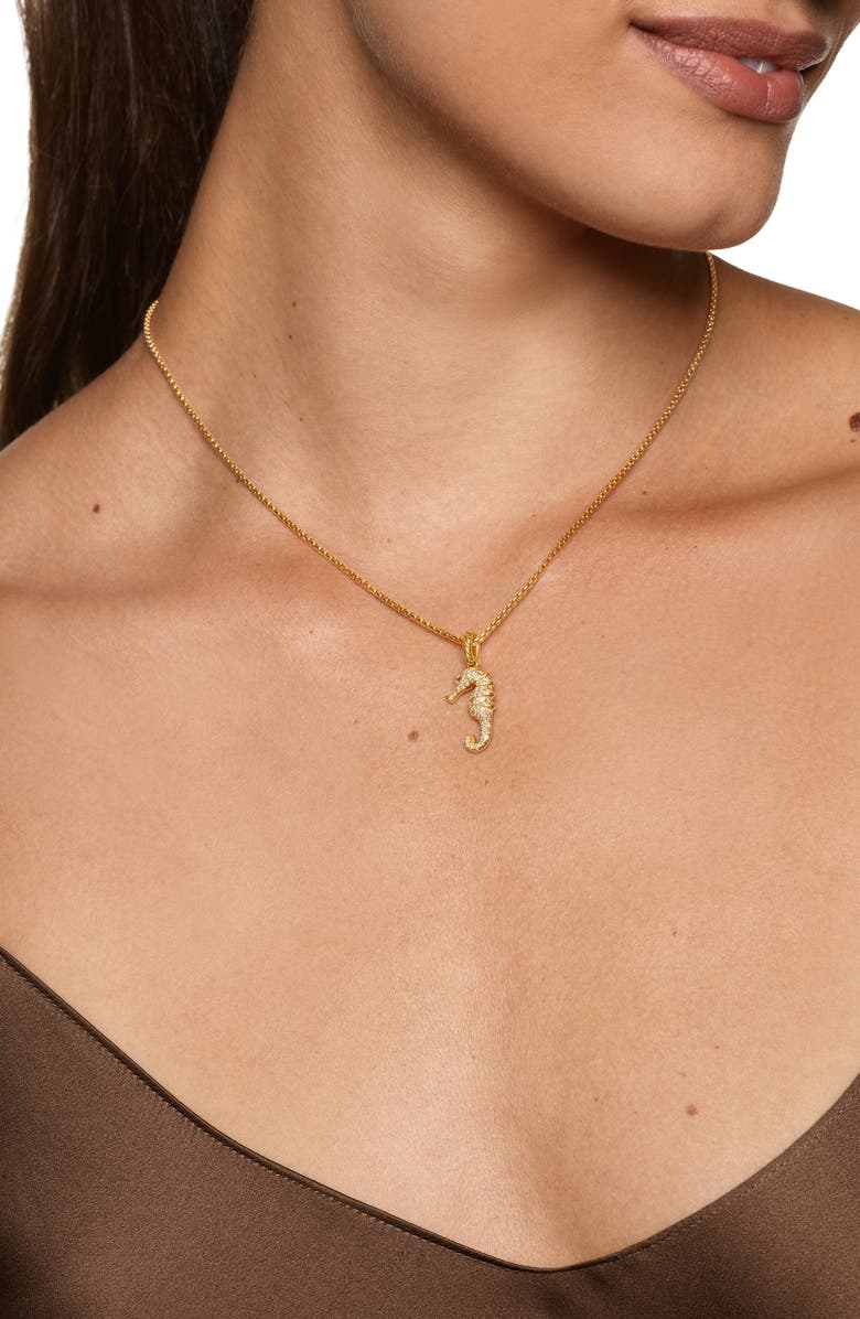 David Yurman Seahorse Amulet in 18K Yellow Gold with Cognac Diamonds & Diamonds, 22mm, Alternate, color, Gold