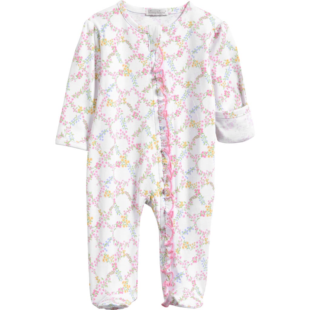 Kissy Kissy Floral Print Pima Cotton Zip Footie In Floral Multi