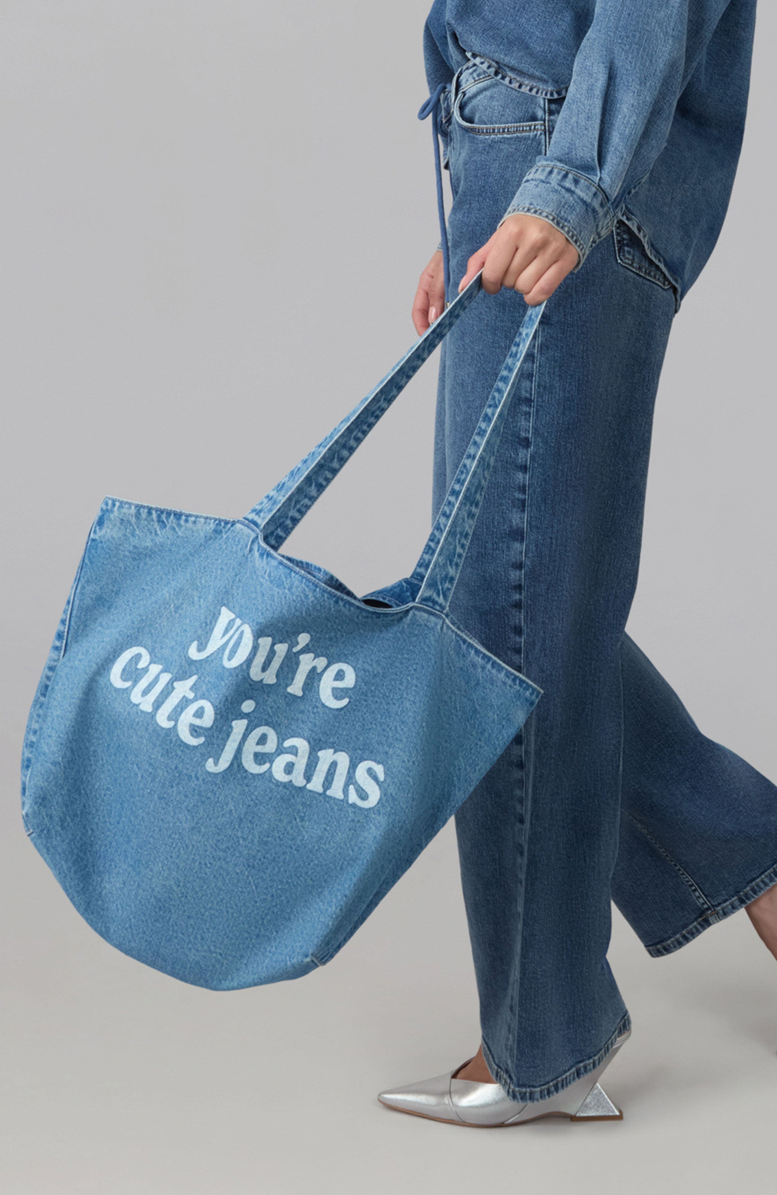 Lola Denim The "You're Cute Jeans" Denim Tote Bag, Alternate, color, American Blue