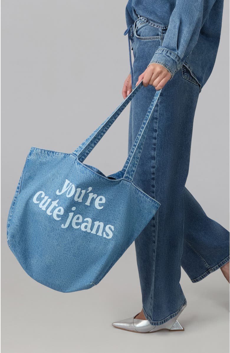 Lola Denim The "You're Cute Jeans" Denim Tote Bag, Alternate, color, American Blue