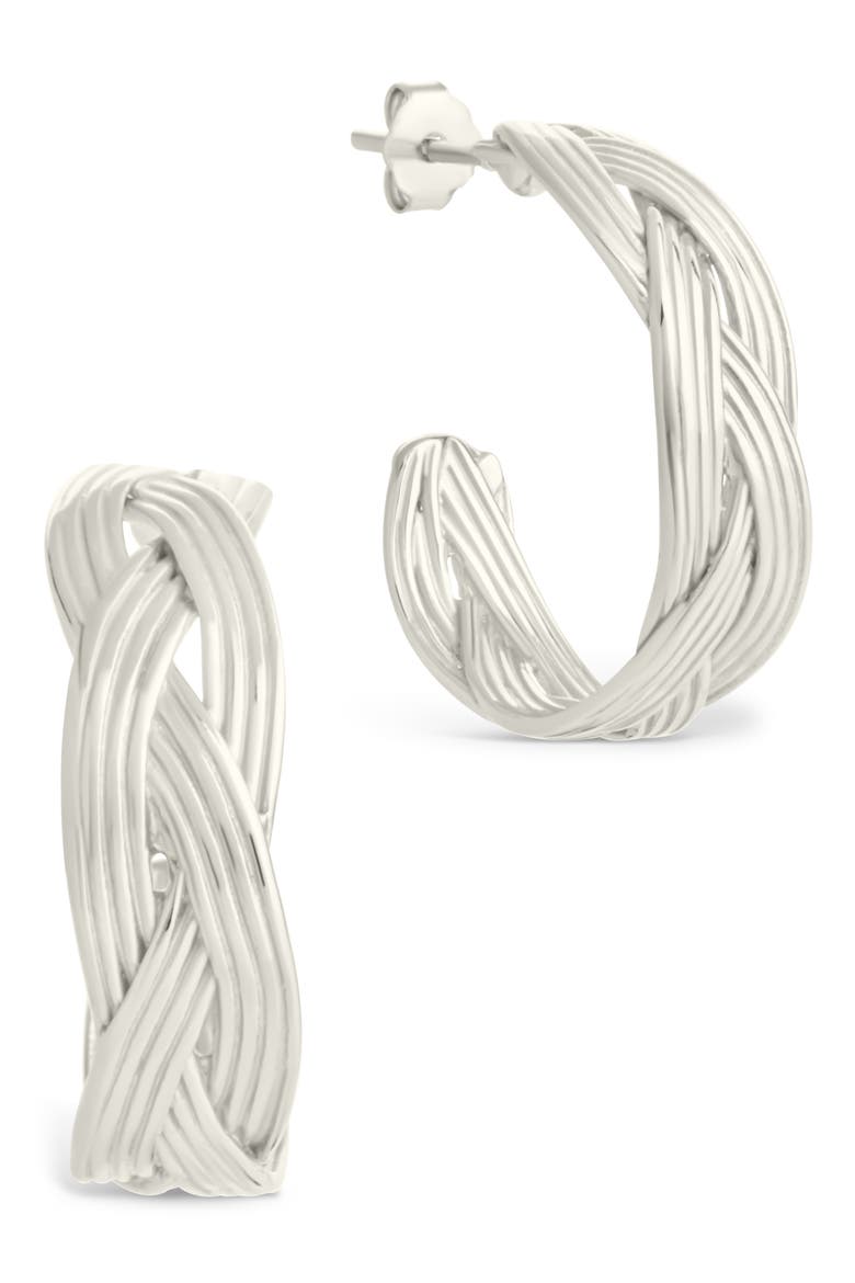 Janet Ribbed Hoop Earrings, Main, color, SILVER
