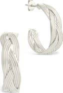 Sterling Forever Janet Ribbed Hoop Earrings