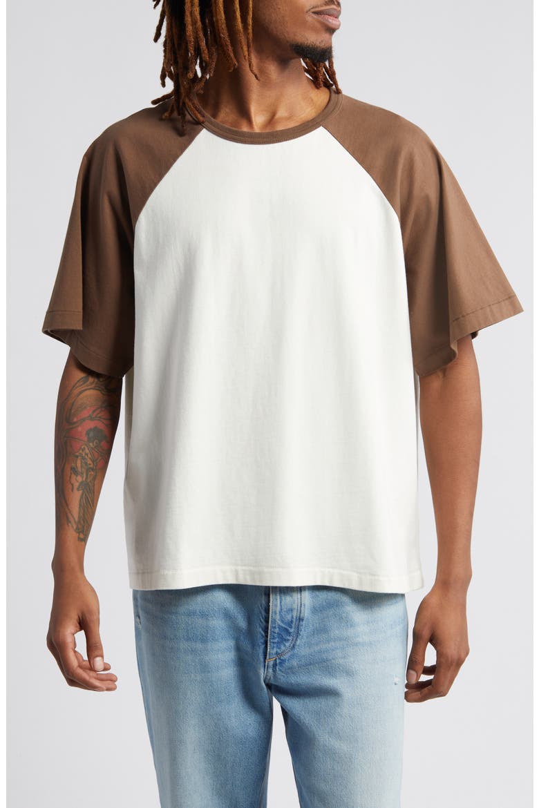 Oversize Short Sleeve Raglan T-Shirt, Main, color, SOIL/ OFF WHITE