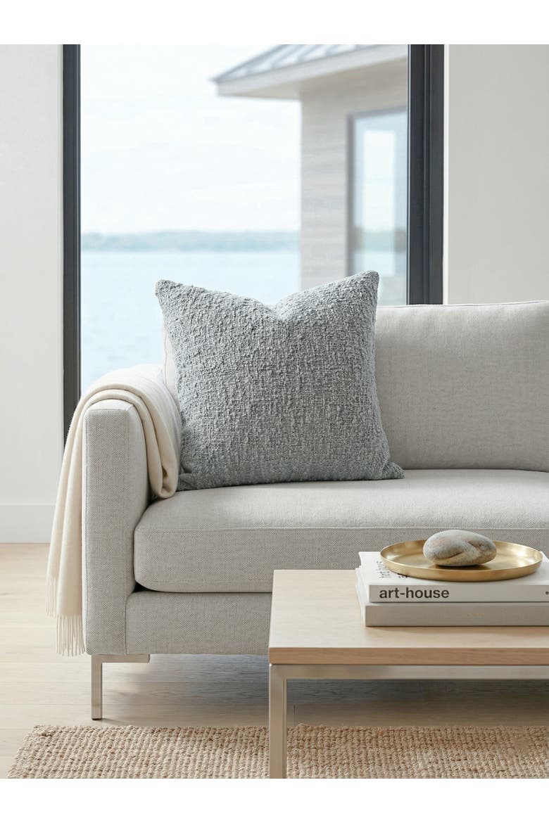 Cozy Cotton Boucle Pillow with Down Alternative Insert, Alternate, color, Cloud Grey