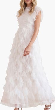 Needle & Thread Genevieve Ruffle Short Sleeve Maxi Gown